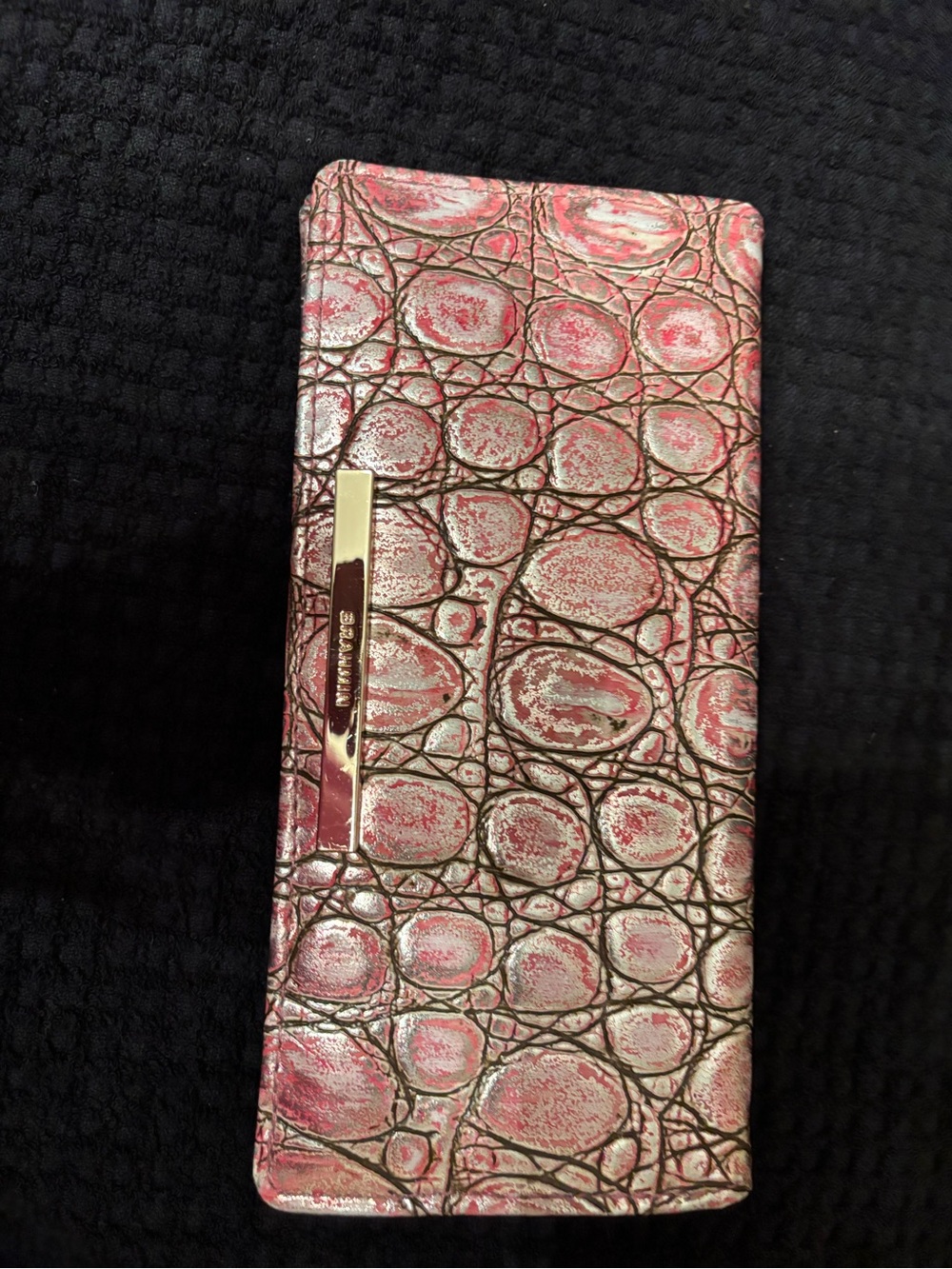 Brahmin Begonia Pink Ady Croc-Texture Flip Wallet Phone Case